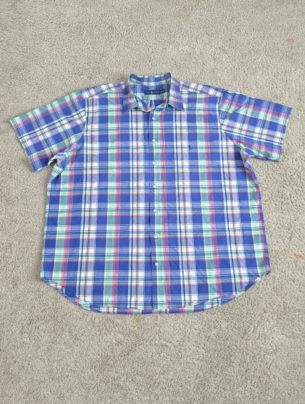 Men's Polo Ralph Lauren Shirt Plaid Short Sleeve Button Down Size 2XB Big & Tall